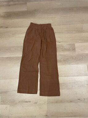BCX Wide-Leg High-Rise Pants in Warm Brown
